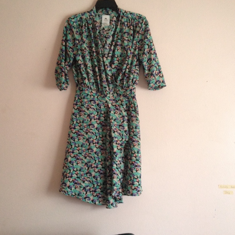 Vintage Green Silky Madison Rowen Wrap Dress - Picture 3 of 8